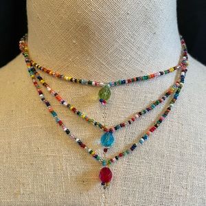 Beaded three strand necklace